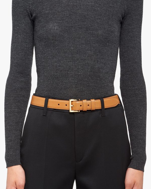 Caramel Saffiano Leather Belt - Image 2