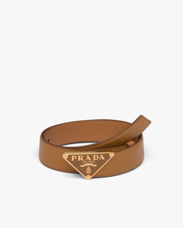 Caramel Saffiano leather belt