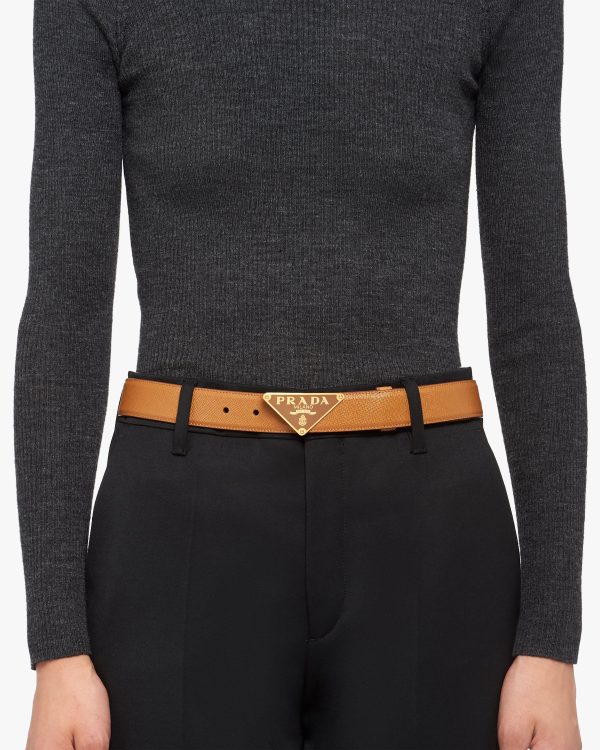 Caramel Saffiano leather belt - Image 2