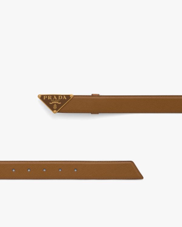 Caramel Saffiano leather belt - Image 3