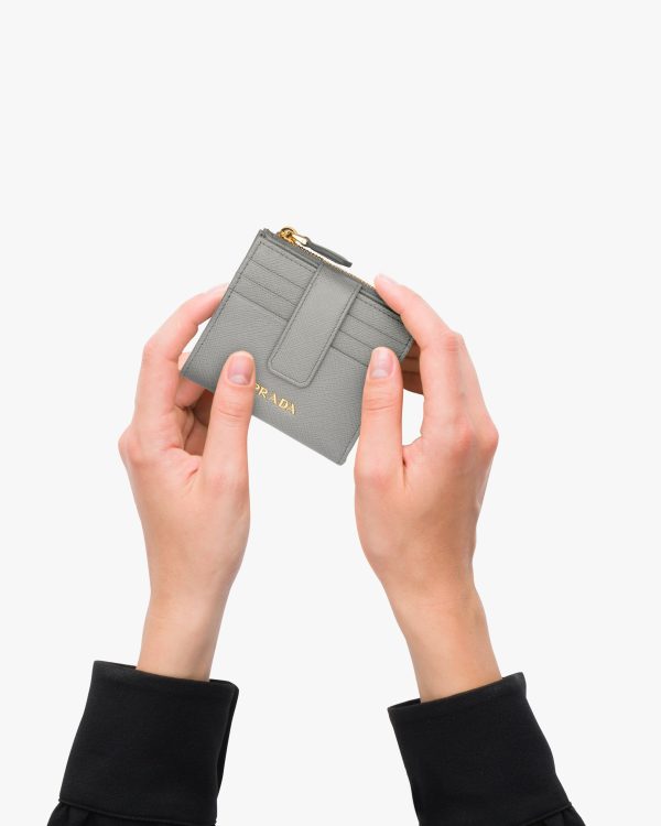 Cloudy Gray Small Saffiano leather wallet - Image 3
