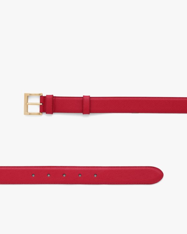 Fiery Red Saffiano Leather Belt - Image 3