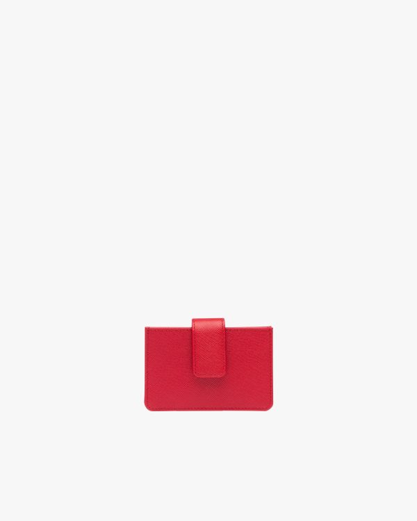 Fiery Red Saffiano Leather Card Holder
