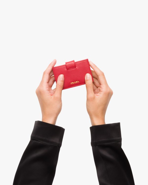 Fiery Red Saffiano Leather Card Holder - Image 2