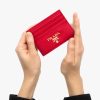 Fiery Red Saffiano Leather Card Holder - Image 2