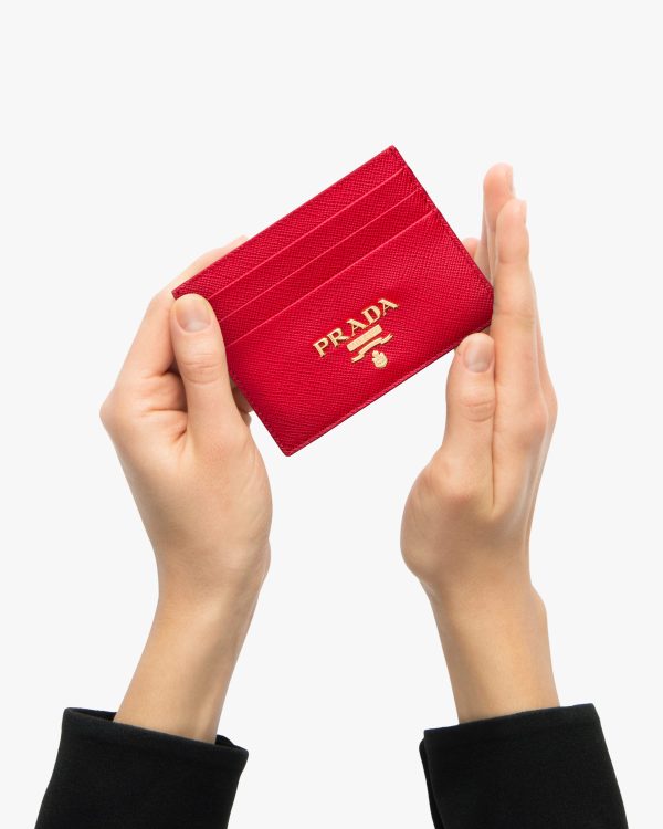 Fiery Red Saffiano Leather Card Holder - Image 2