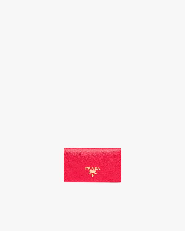 Fiery Red Saffiano Leather Card Holder