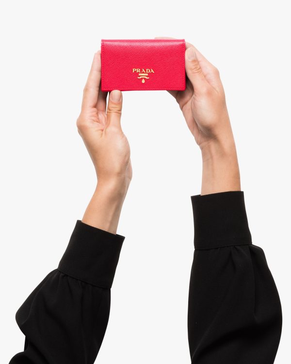 Fiery Red Saffiano Leather Card Holder - Image 2