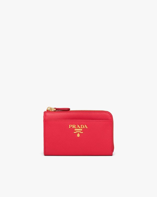 Fiery Red Saffiano Leather Keychain