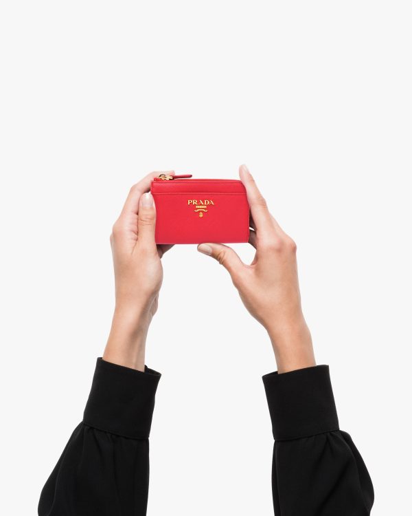 Fiery Red Saffiano Leather Keychain - Image 2