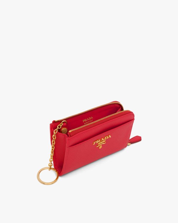 Fiery Red Saffiano Leather Keychain - Image 4
