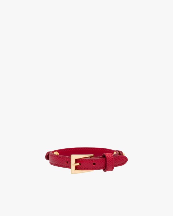Fiery Red Saffiano leather bracelet