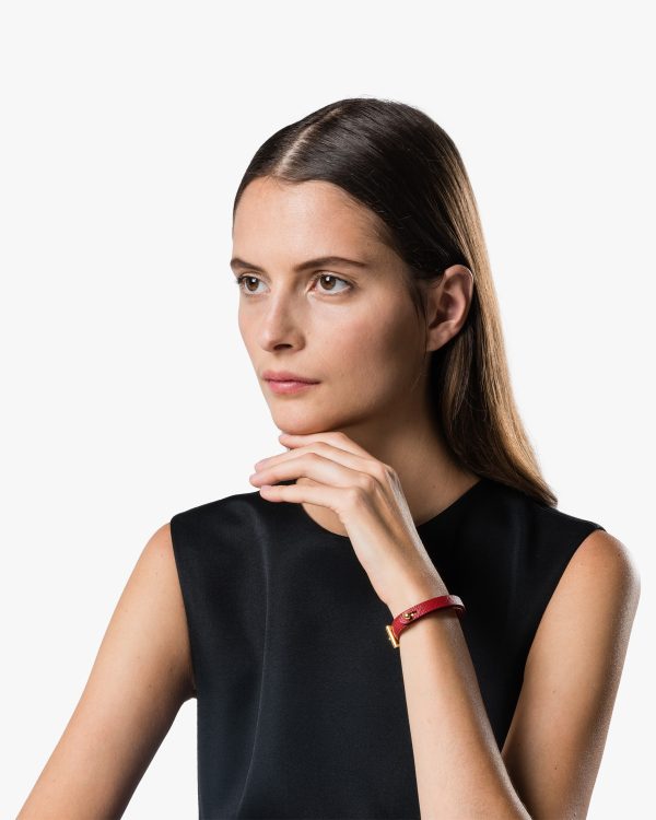 Fiery Red Saffiano leather bracelet - Image 2