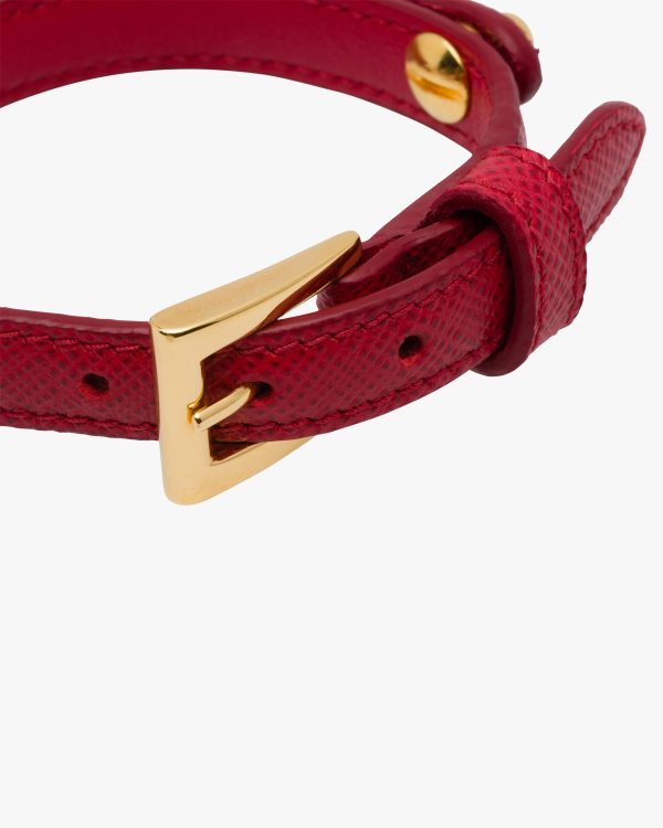 Fiery Red Saffiano leather bracelet - Image 3
