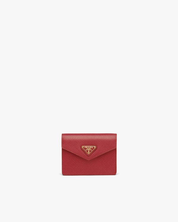Fiery Red Saffiano leather card holder