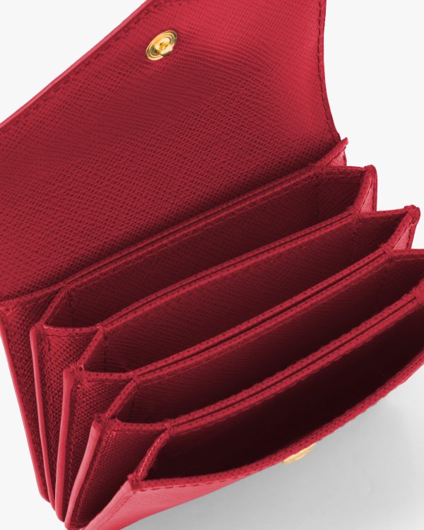 Fiery Red Saffiano leather card holder - Image 4