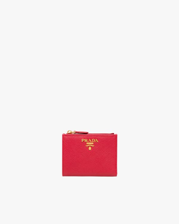 Fiery Red Small Saffiano Leather Wallet