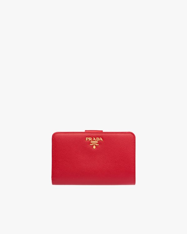 Fiery Red Small Saffiano Leather Wallet