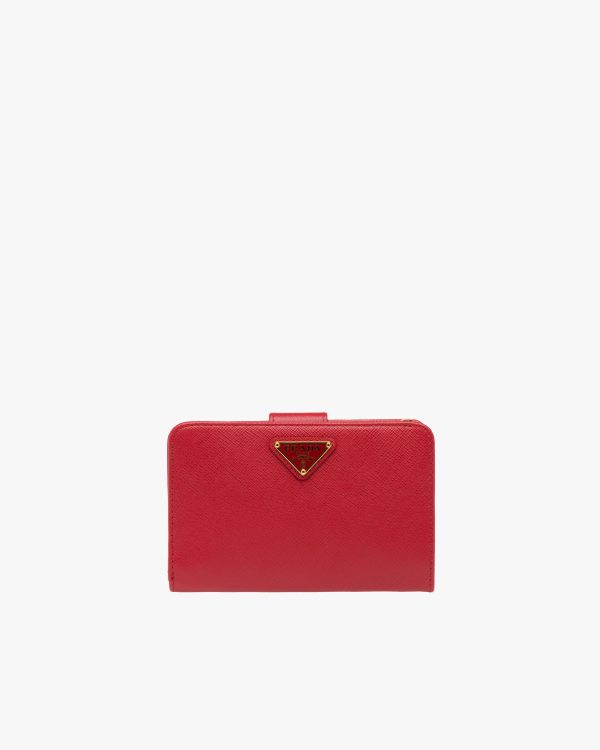 Fiery Red Small Saffiano Leather Wallet