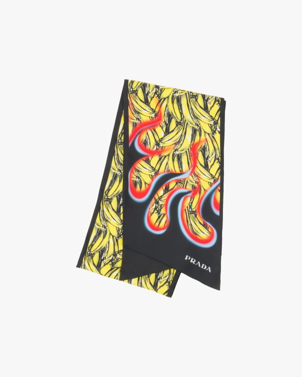 Lemon/black Double Match Bananas printed silk scarf