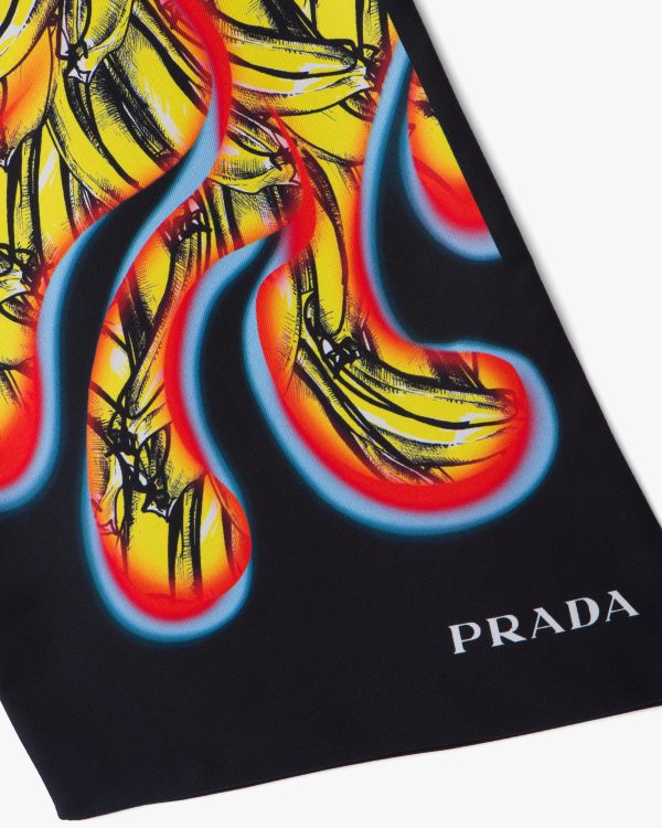 Lemon/black Double Match Bananas printed silk scarf - Image 2