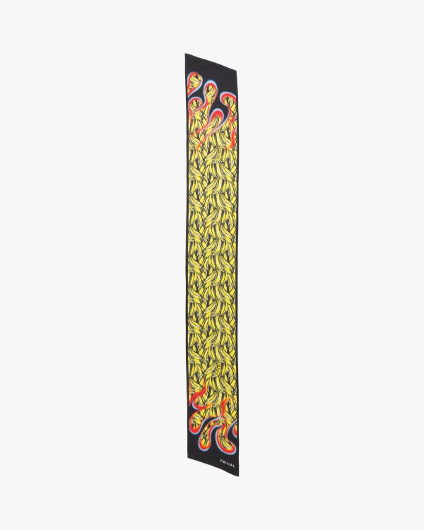 Lemon/black Double Match Bananas printed silk scarf - Image 3
