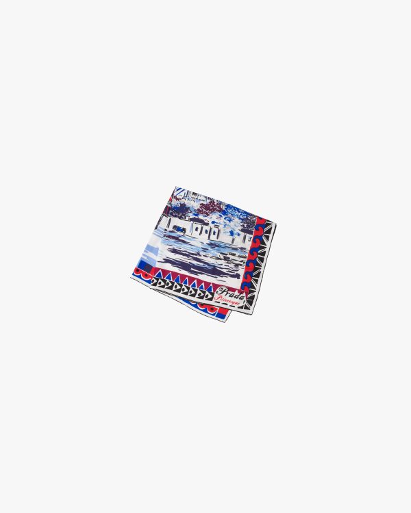 Navy Pittoresque Paris printed silk 90 foulard