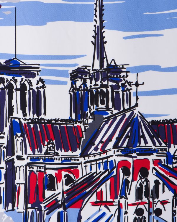 Navy Pittoresque Paris printed silk 90 foulard - Image 2