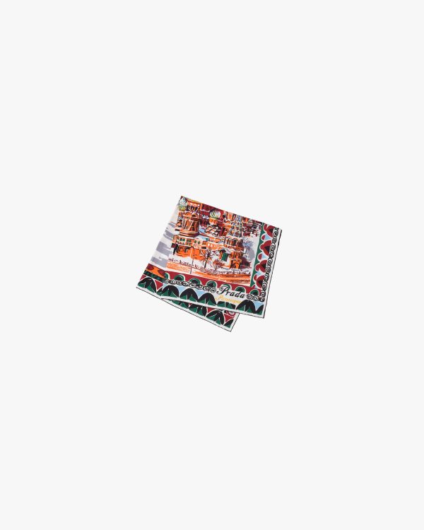 Orange Pittoresque Moscow printed 90 silk foulard