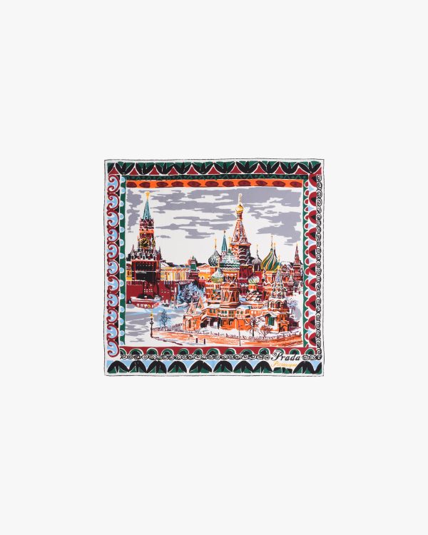Orange Pittoresque Moscow printed 90 silk foulard - Image 3