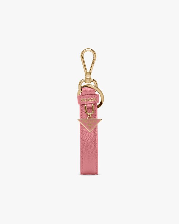 Petal Pink Saffiano leather keychain
