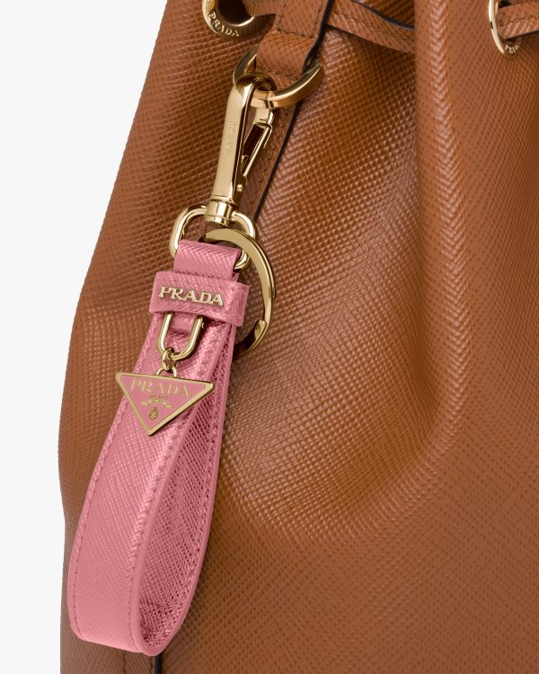 Petal Pink Saffiano leather keychain - Image 3