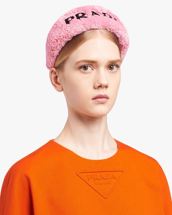 Petal Pink/black Terrycloth headband - Image 2