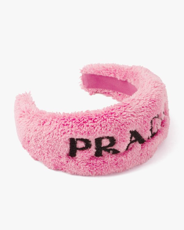 Petal Pink/black Terrycloth headband - Image 3