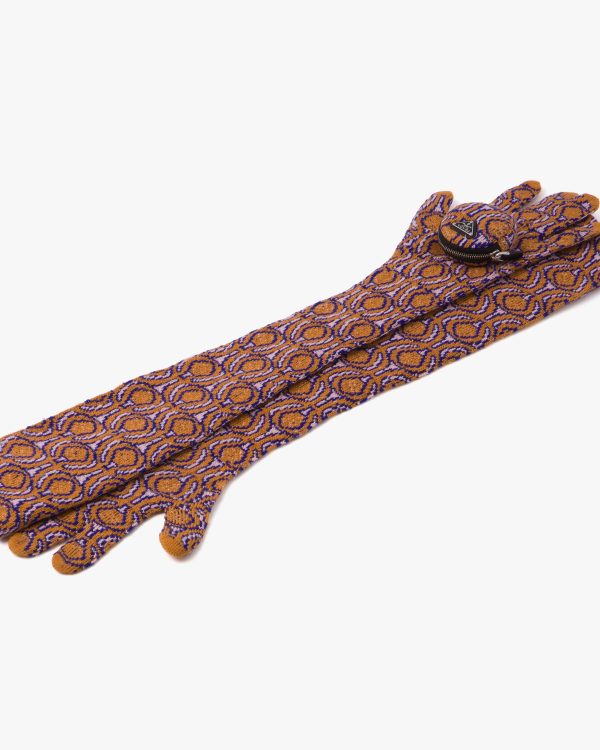 Petal Pink/ochre Superfine wool jacquard gloves - Image 3