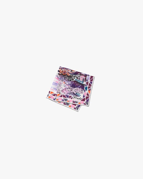 Pink Pittoresque Tokyo printed 90 silk foulard