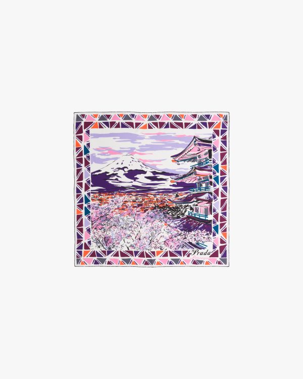 Pink Pittoresque Tokyo printed 90 silk foulard - Image 3