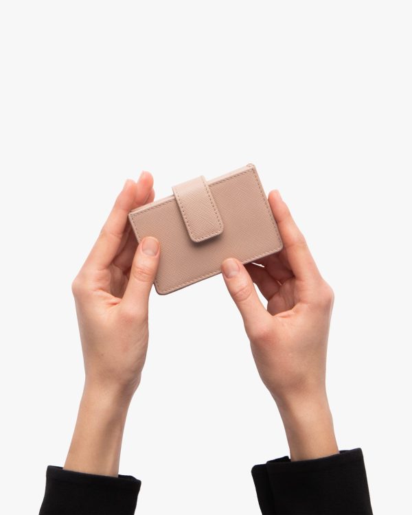 Powder Pink Saffiano Leather Card Holder - Image 2
