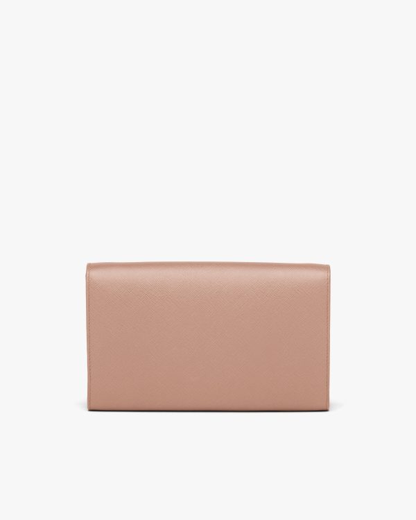 Powder Pink Saffiano and leather wallet with shoulder strap - Image 4