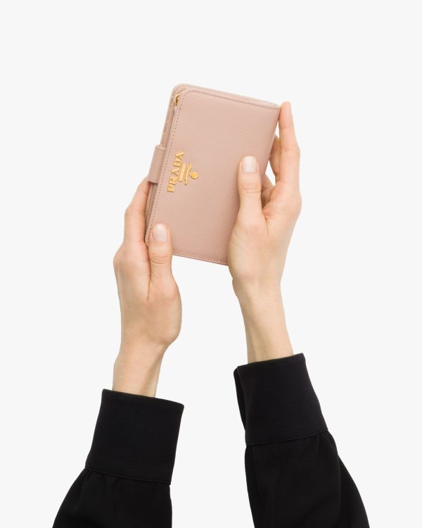 Powder Pink Small Saffiano Leather Wallet - Image 3
