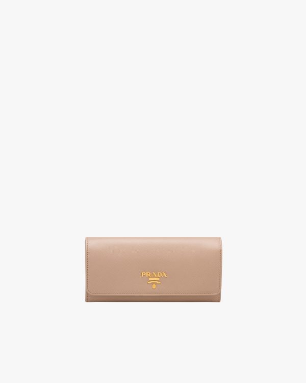 Powder Pink/fiery Red Large Saffiano Leather Wallet