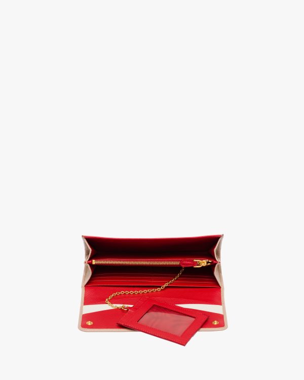 Powder Pink/fiery Red Large Saffiano Leather Wallet - Image 2
