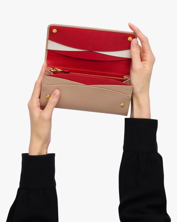 Powder Pink/fiery Red Large Saffiano Leather Wallet - Image 3