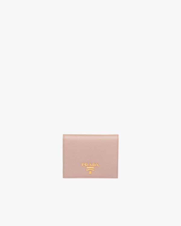 Powder Pink/fiery Red Small Saffiano Leather Wallet