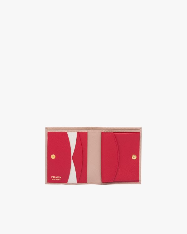 Powder Pink/fiery Red Small Saffiano Leather Wallet - Image 2