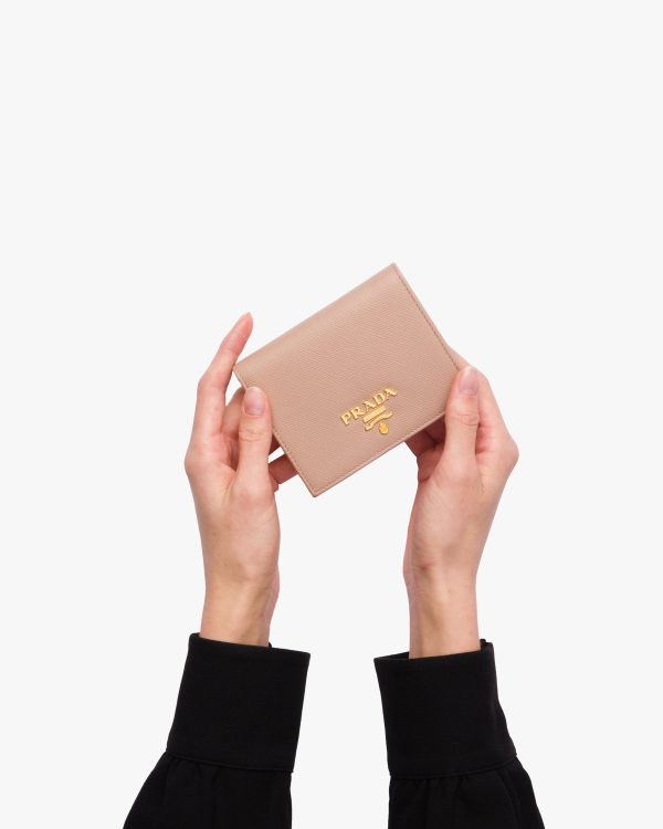 Powder Pink/fiery Red Small Saffiano Leather Wallet - Image 3