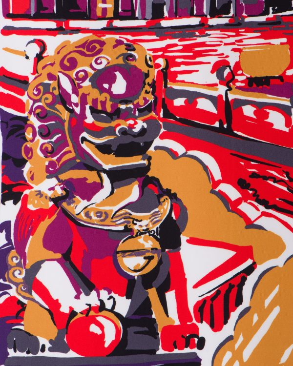 Red Pittoresque Beijing printed 90 silk foulard - Image 2