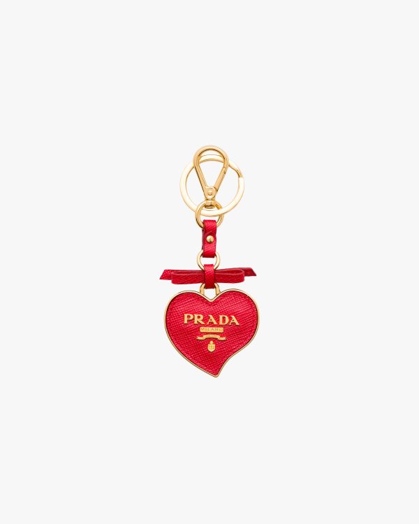 Red Saffiano And Metal Keychain Trick