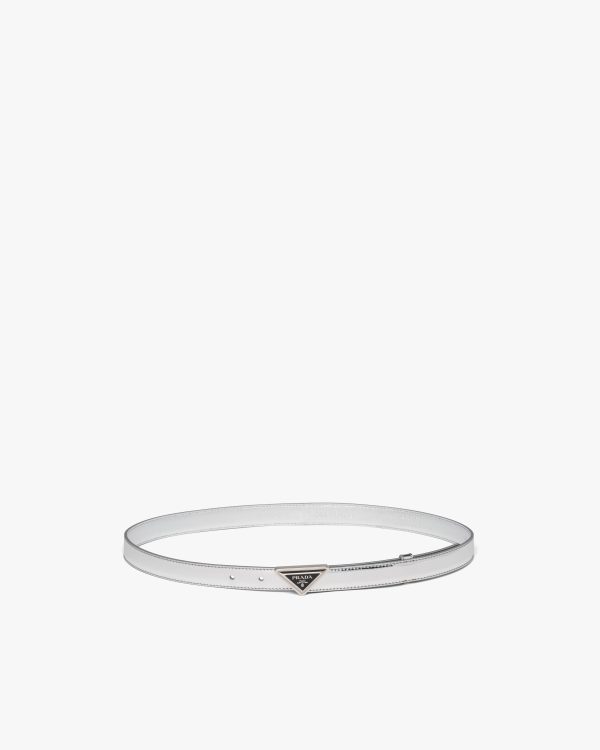 Silver Brushed leather belt