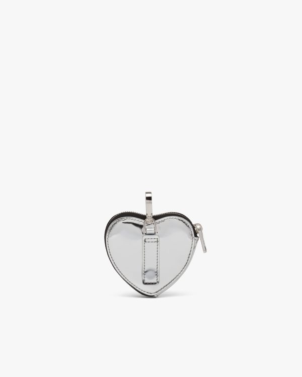 Silver Brushed leather heart mini-pouch - Image 2
